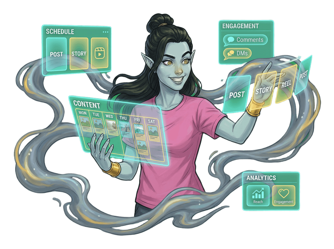 Social Media Genie with content calendar and analytics